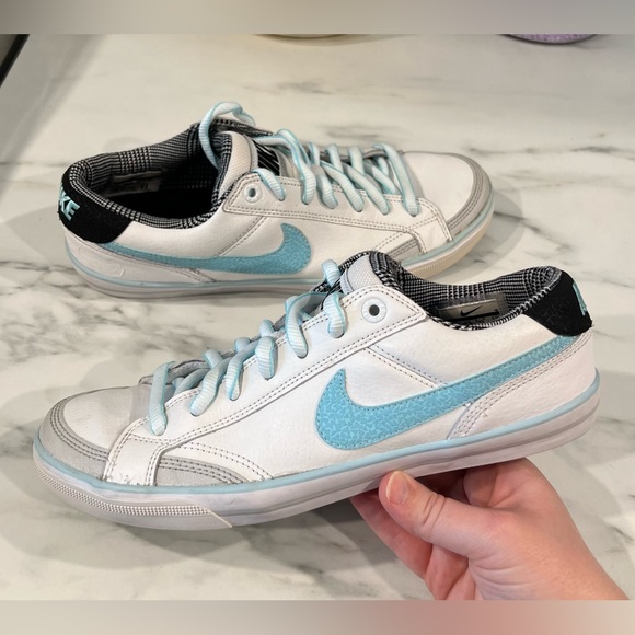 Nike Shoes - Nike Low Top Women’s Sneakers White and Light Blue, Size 8